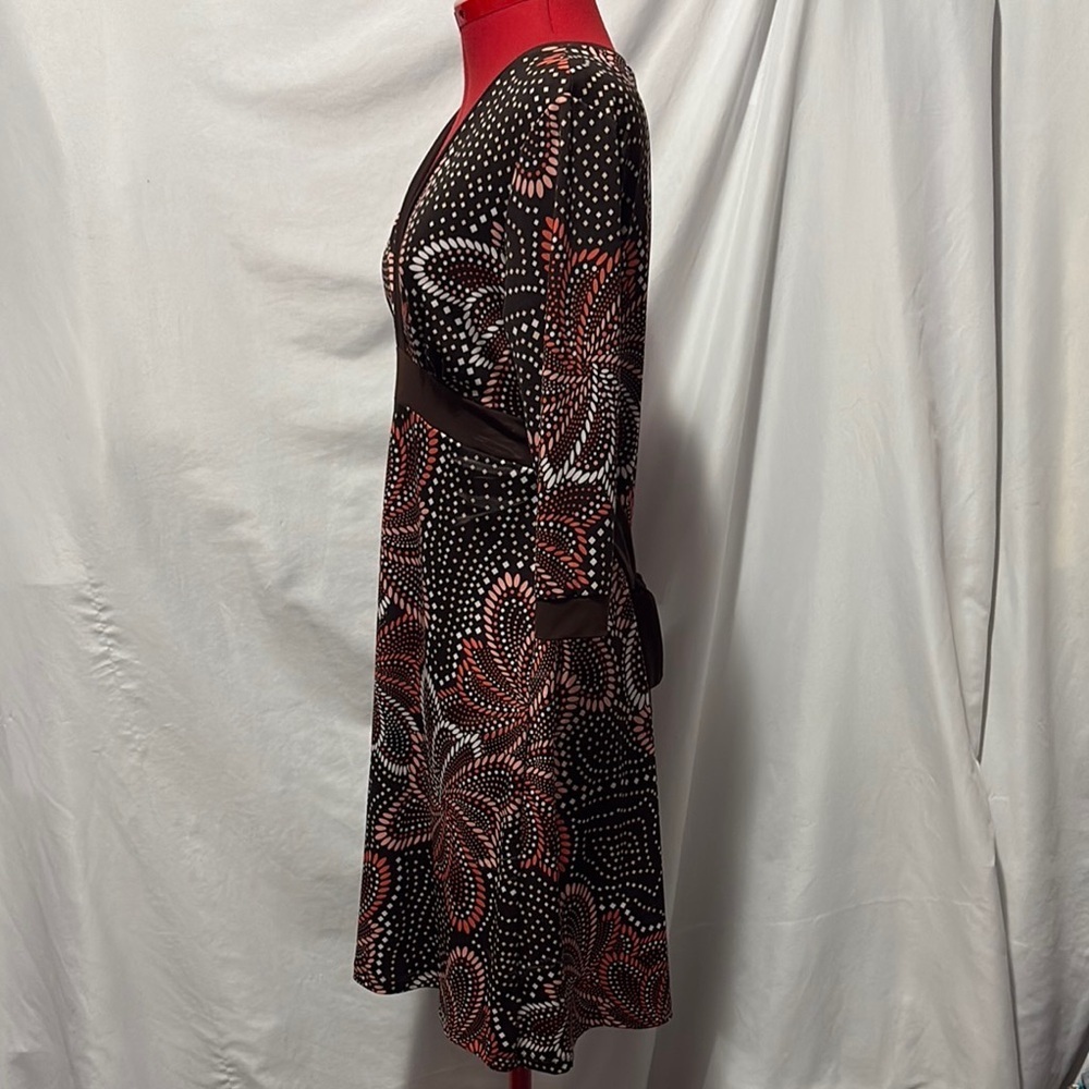 George Black and Red Floral Long Sleeve Dress Large LL69 - Picture 4 of 5